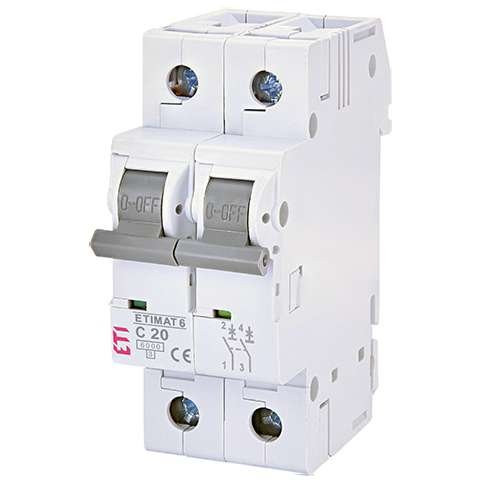 Siguranta automata MCB ETI ETIMAT6 2P C20 6kA