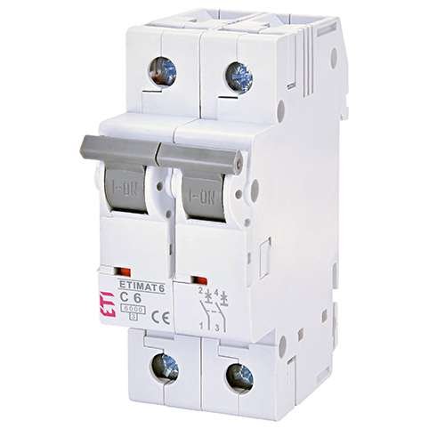 Siguranta automata MCB ETI ETIMAT6 2P C6 6kA