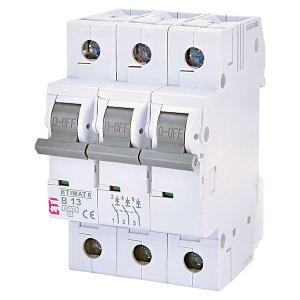 Siguranta automata MCB ETI ETIMAT 6 3P B13 6kA