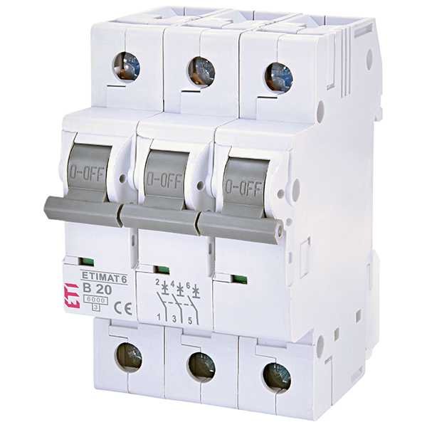 Siguranta automata MCB ETI ETIMAT 6 3P B20 6kA