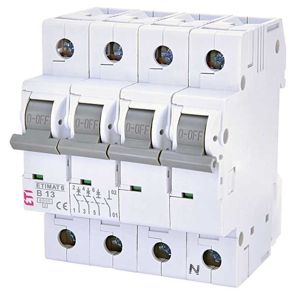 Siguranta automata MCB ETI ETIMAT 6 3P+N B13 6kA