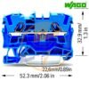 Clema sir de trecere cu 2 conductori 4 mmp push-in WAGO 2004-1204 Albastra - dimensiuni