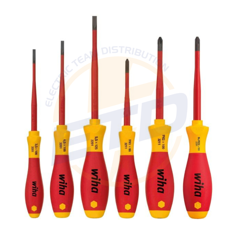 Set surubelnite cu cap subtire, izolate 1000V, WIHA, drepte, PH, SLPZ2, 6 piese