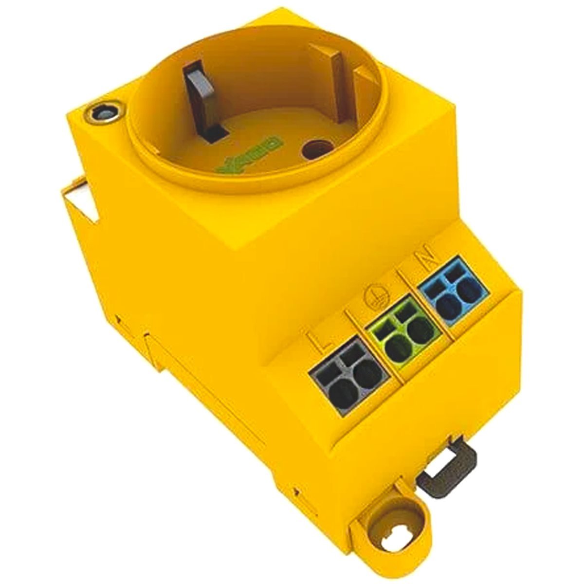 Priza pe sina DIN cu indicator de stare Led cu clema dubla push-in Wago 709-582, galbena