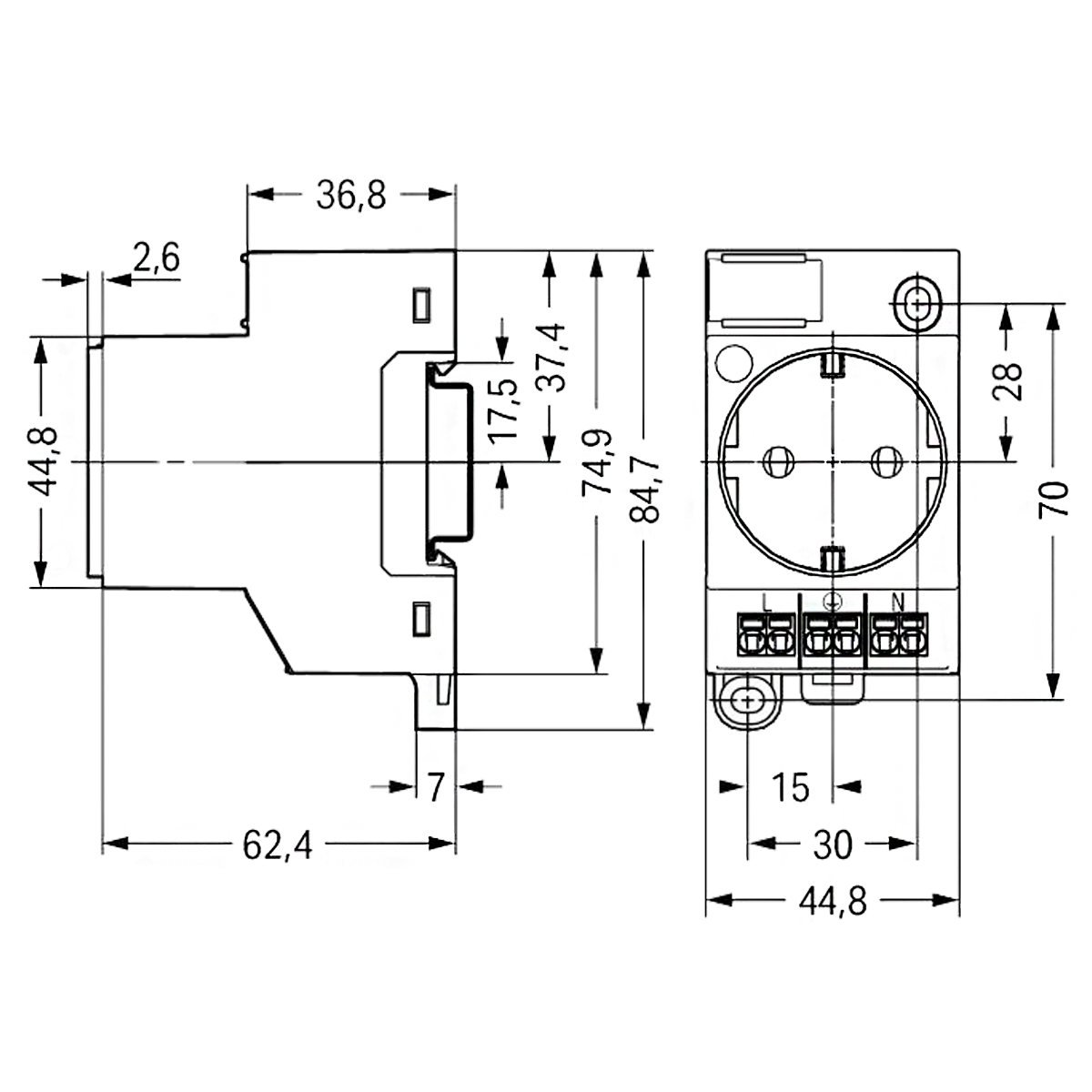 Priza tablou electric WAGO 709-583 Rosie 2