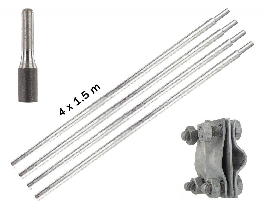 Set impamantare : 4 electrozi, 1 varf , o brida - 6m (4x1.5m)