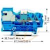 Clema sir cu deconectare Nul cu 2 conductori 2,5mmp Albastra Wago 2002-7214 2