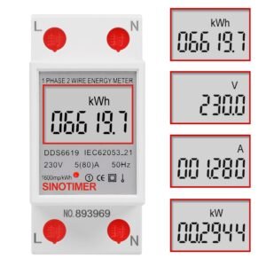Contor monofazat de energie electrica Sinotimer 230V AC 50Hz 5(80)A ecran digital LED DDS6619-007
