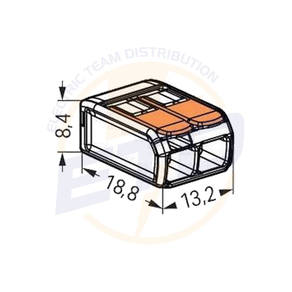 Conector WAGO 221-412 2 poli - dimensiuni