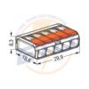 Conector WAGO 221-415 5 poli conductor 4 mmp - dimensiuni