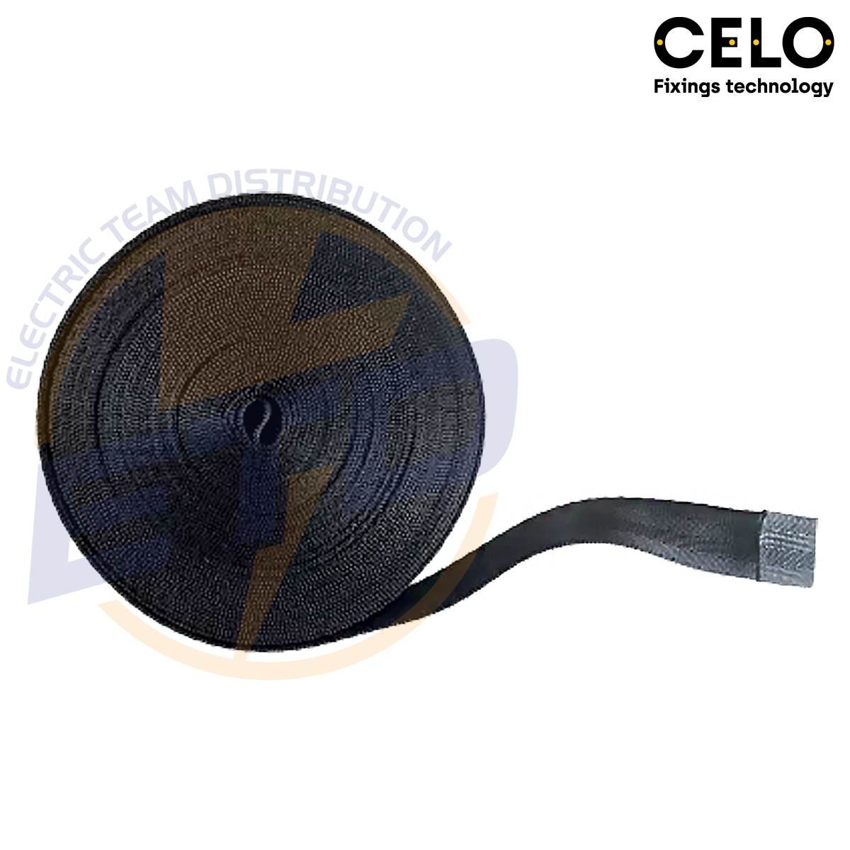 Banda textila fixare cabluri Premium, Neagra 9419TXS