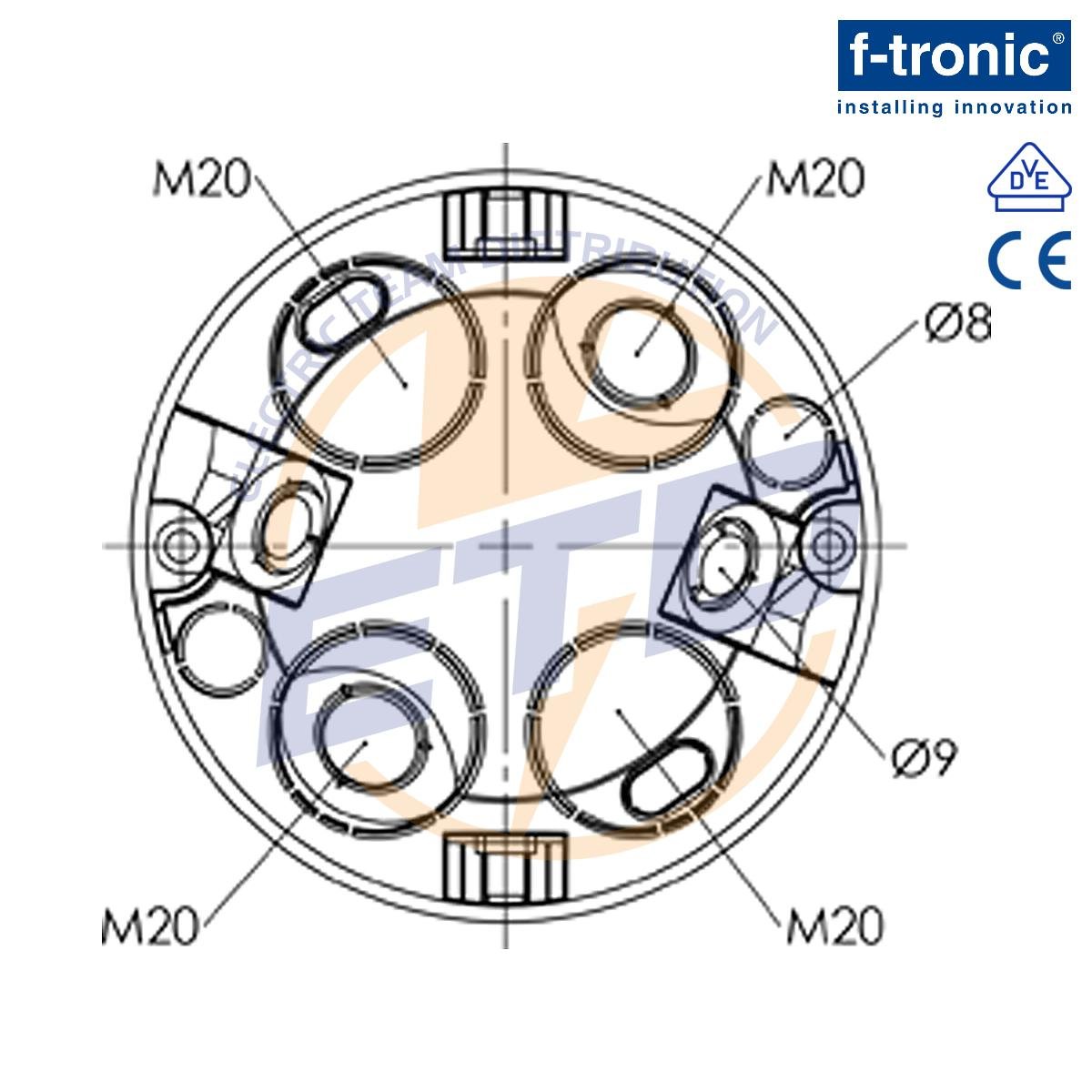 Doza rigips de aparat D68 mm A61 mm F-Tronic - desen tehnic cotat