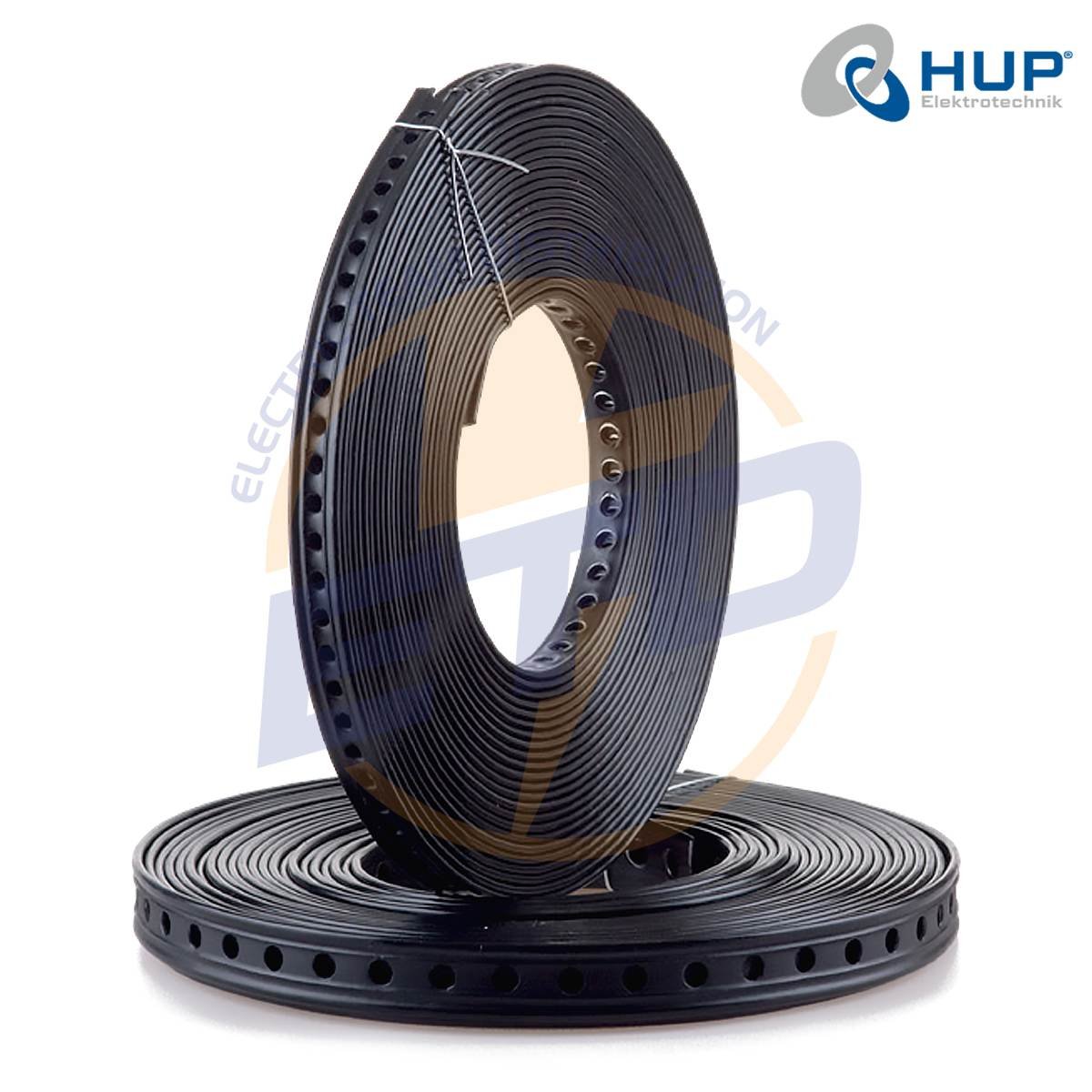 Banda metalica perforata izolata cu PLASTIC 14mm x 10m Banda metalica perforata izolata cu PLASTIC 14mm x 10m