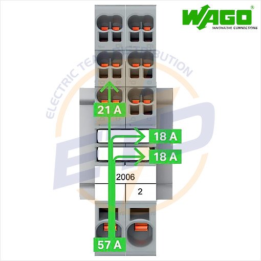 Clema sir derivatie 1x6 mmp, 6x1,5 mmp WAGO 2006-8031-000-053 Gri Galben - Exemplu de conectare 2