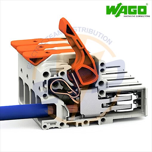 Conector cu 3 poli ordonati pentru conductor 16 mmp WAGO 832-1203 Tata - Conexiuni ferme