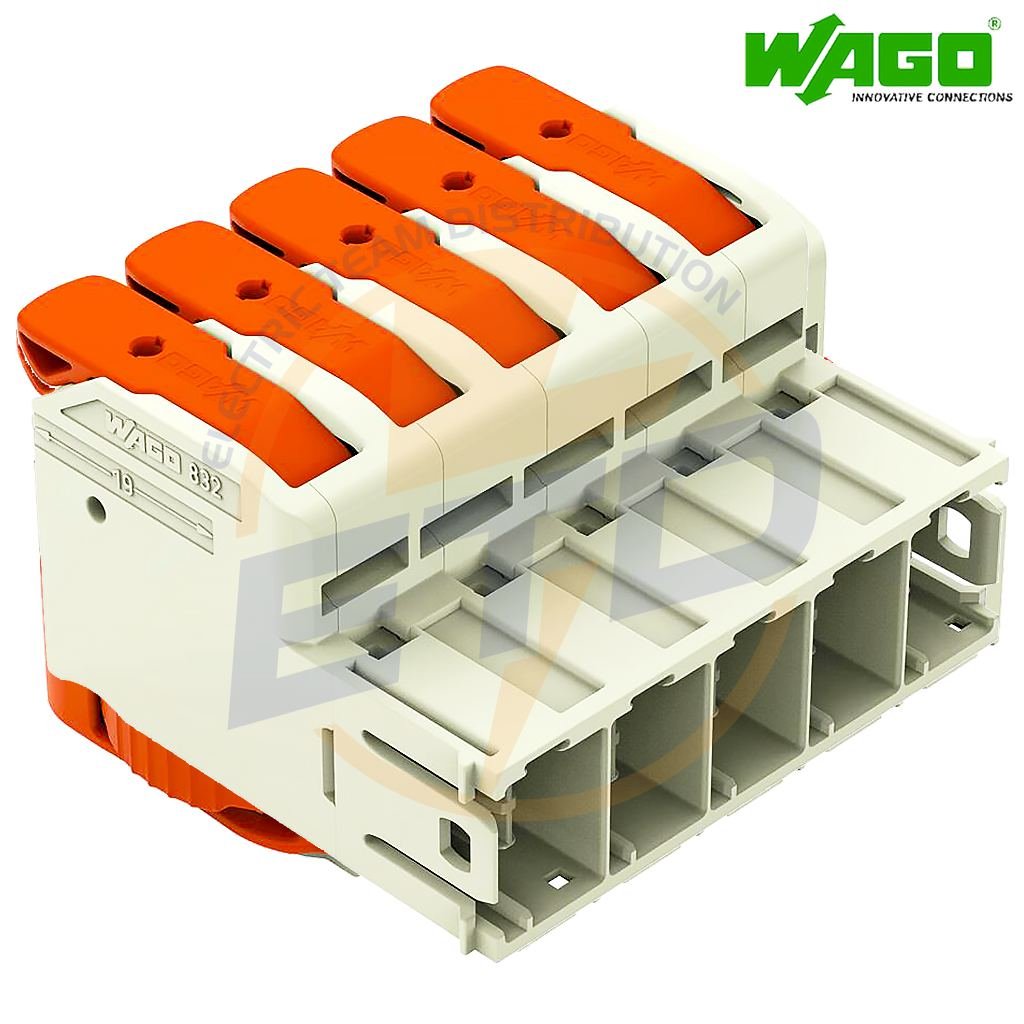 Conector cu 5 poli ordonati pentru conductor 16 mmp WAGO 832-1205 Tata 2 Conector cu 5 poli ordonati pentru conductor 16 mmp WAGO 832-1205 Tata 2
