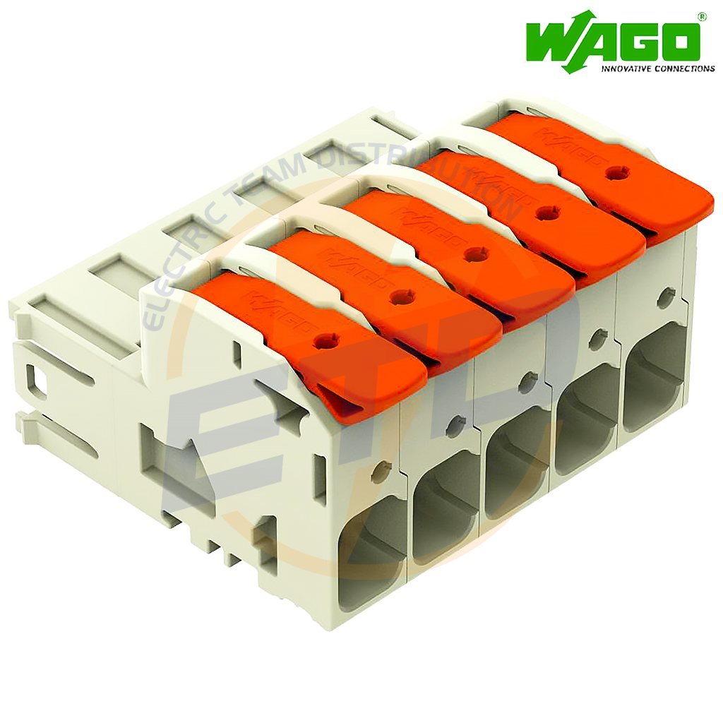 Conector cu 5 poli ordonati pentru conductor 16 mmp WAGO 832-1205 Tata Conector cu 5 poli ordonati pentru conductor 16 mmp WAGO 832-1205 Tata