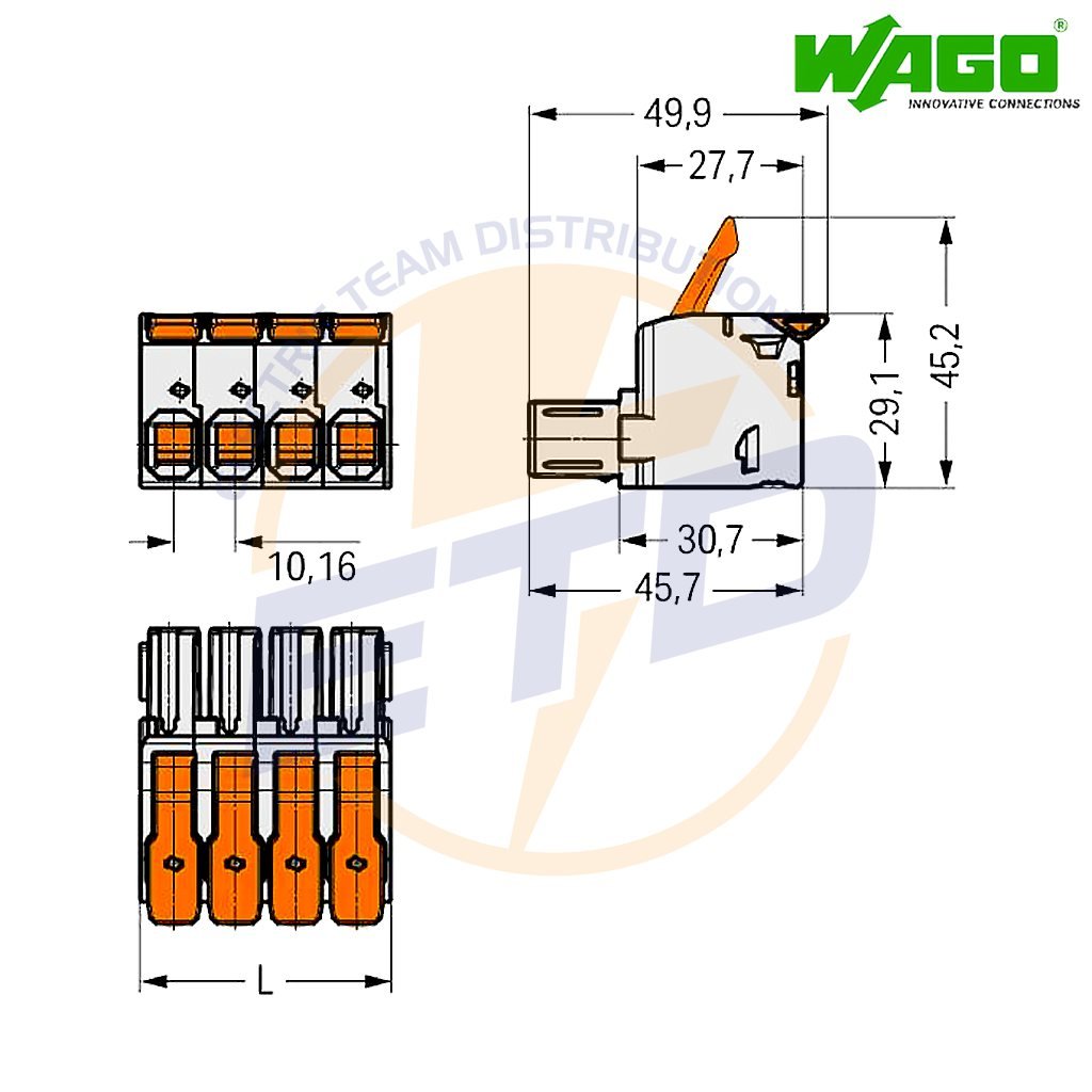 Conector cu 5 poli ordonati pentru conductor de 16 mmp WAGO 832-1105 Mama fara blocaj 5 Conector cu 5 poli ordonati pentru conductor de 16 mmp WAGO 832-1105 Mama fara blocaj 5