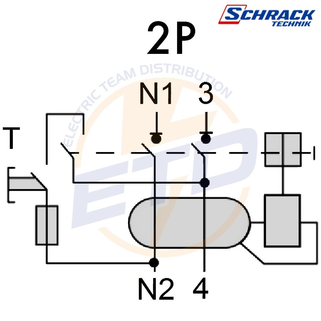 Protectie diferentiala SELECTIVA monofazata RCCB SCHRACK AMPARO Tip A 63A 300mA 10kA - Diagrama circuitului