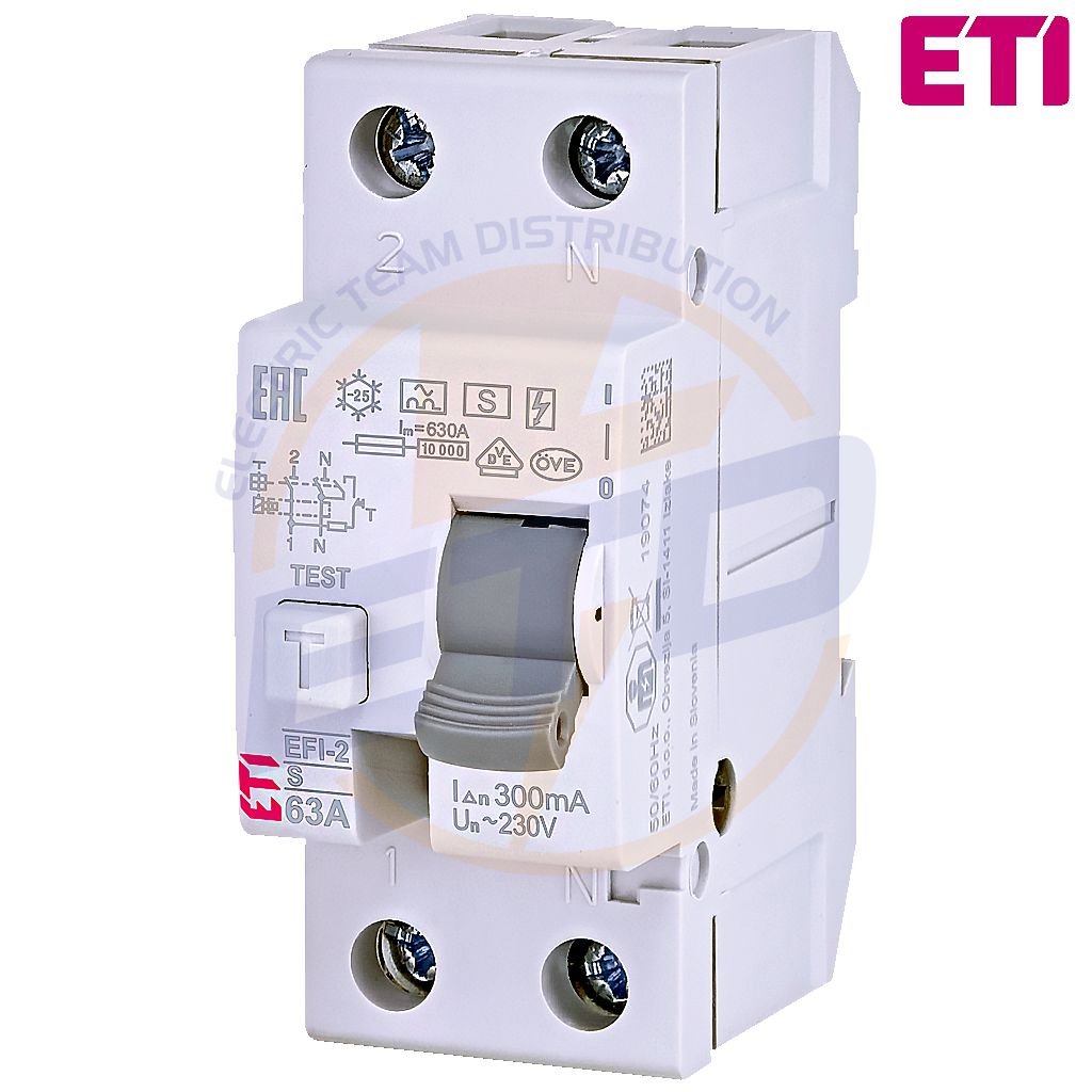 Protectie diferentiala selectiva monofazata RCCB ETI EFI-2 Tip A S 63A 300mA 10kA