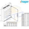 Tablou metalic aparent 120 module 5x24 cu plastroane HAGER FW524W - Dimensiuni