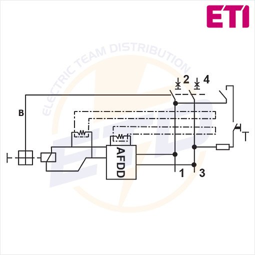 AFDD Eti KZS-AFDD 3M2p A B20 0.03 10kA - Schema electrica