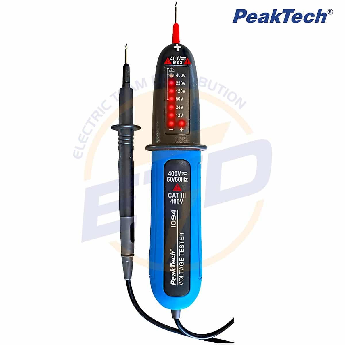 Tester de tensiune AC/DC 12-400V cu afisaj LED IP54 Peaktech P 1094