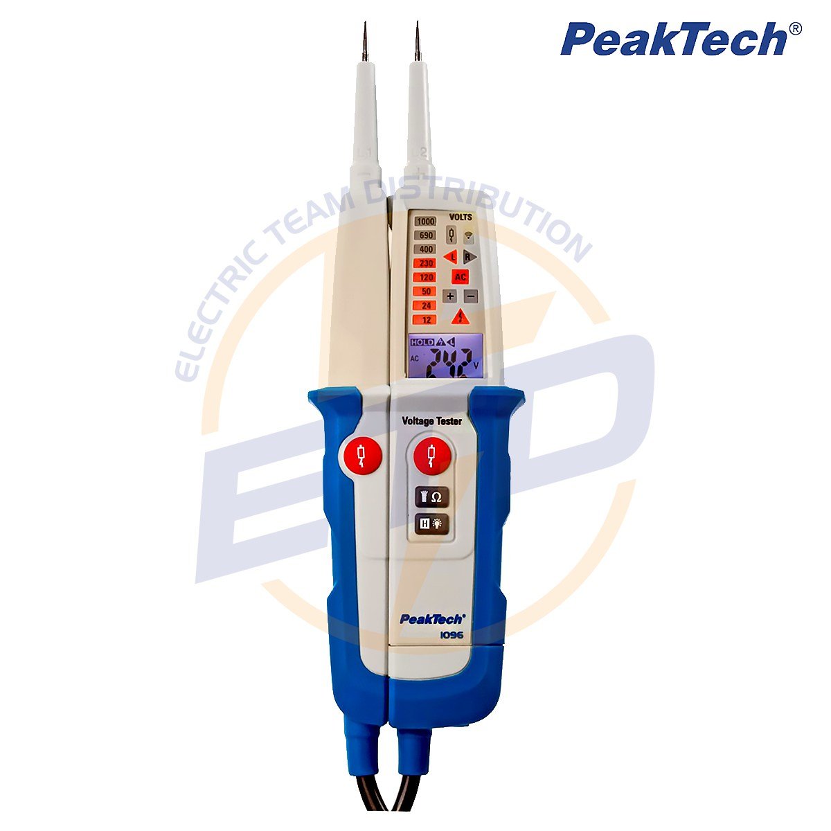 Tester de tensiune profesional ACDC 1000V cu RCD Test, afisaj dual si protectie IP 64, Peaktech P 1096