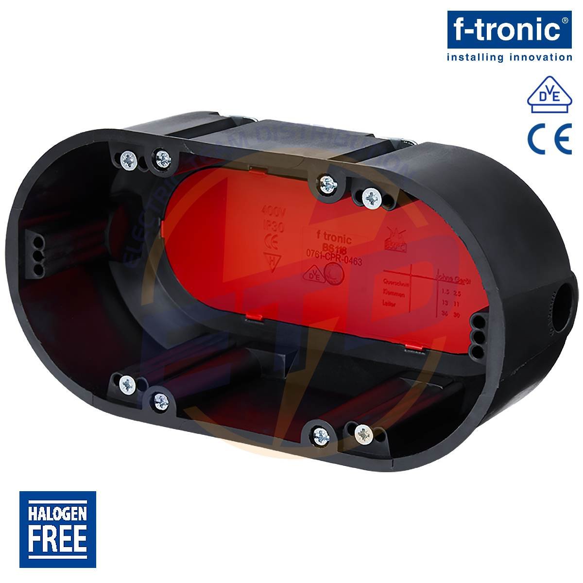 Doza dubla rezistenta la foc cu montaj in rigips F-Tronic BS118 2 x fi74 mm, A54 mm