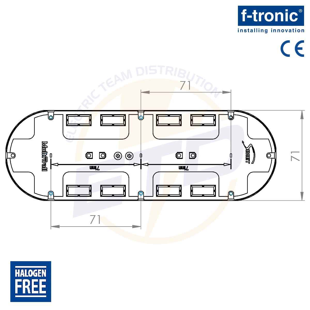 Doza aparataj Tripla, ingropata, F-Tronic UP30, A63 mm - dimensiuni cotate 2