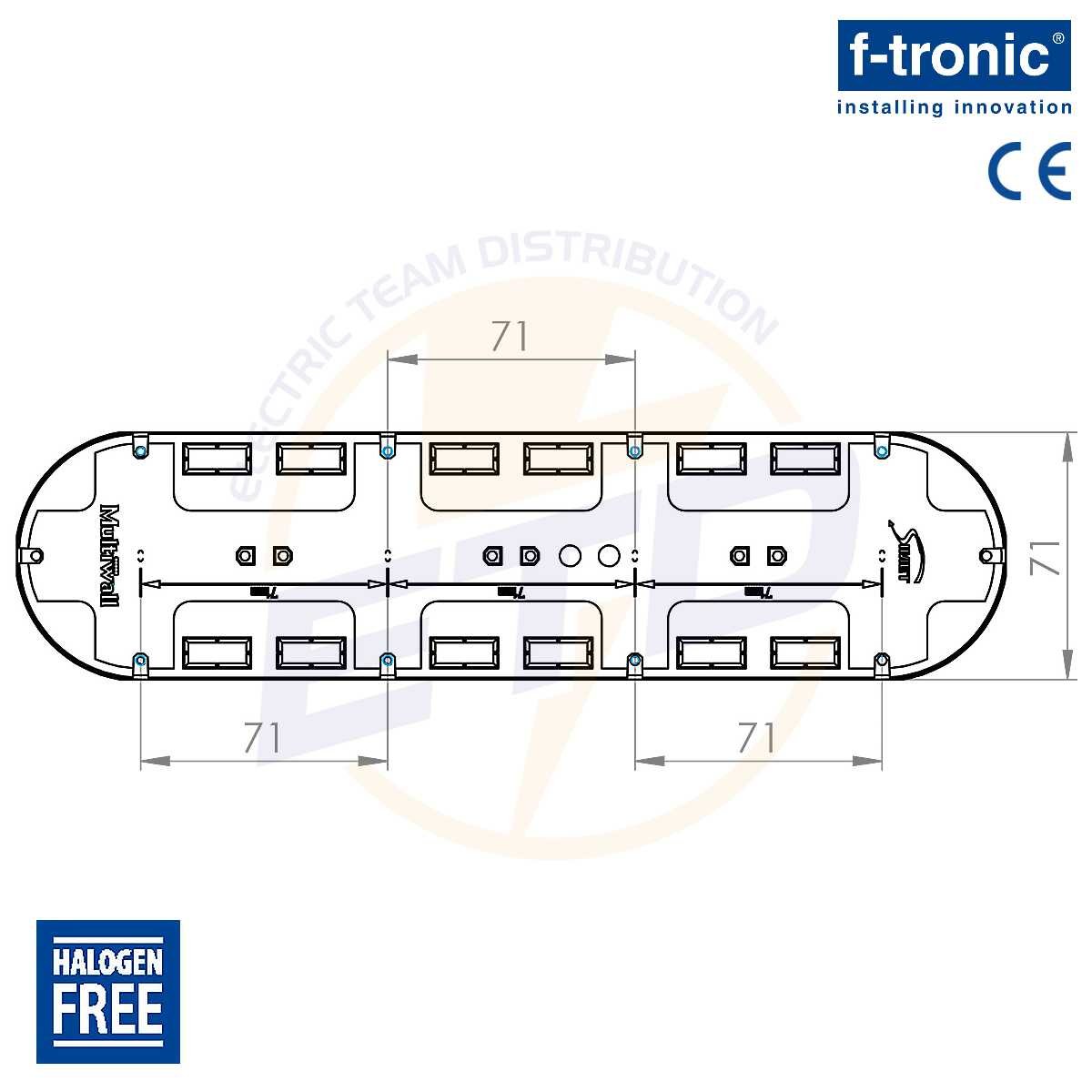 Doza aparataj cu 4 Module, ingropata, F-Tronic UP40, A63 mm - dimensiuni cotate 2