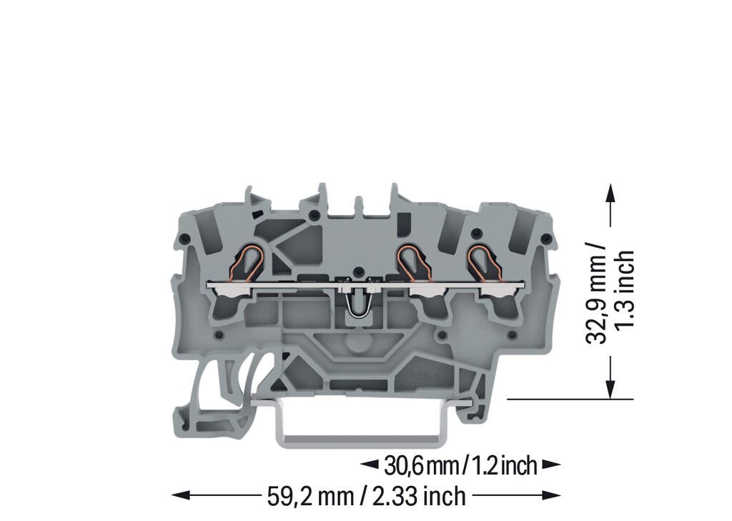 Clema sir de trecere cu 3 conductori 1,5 mmp WAGO 2001-1301 Gri - imagine 3