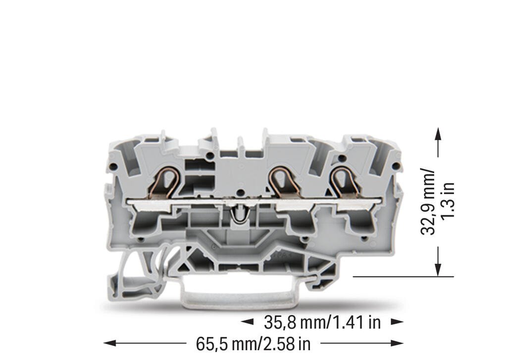 Clema sir de trecere cu 3 conductori 4 mmp push-in WAGO 2004-1301 Gri - imagine 2