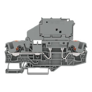 Regletă conexiuni siguranţă 2 conductori; cu suport siguranţă pivotant; pentru 5 siguranţe miniaturale de 20 mm; cu buton cu reţinere; fără indicare siguranţă fuzibilă lentă 2206-1611