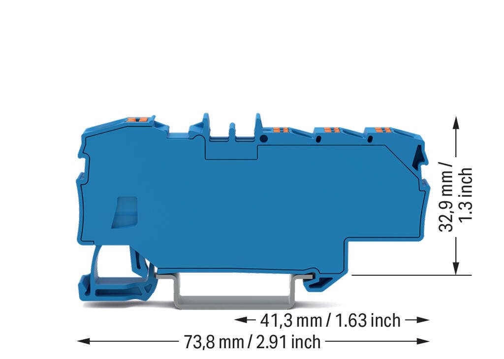 Clema sir derivatie 1x6 mmp, 6x1,5 mmp WAGO 2206-8034 Albastru, cu buton - imagine 2